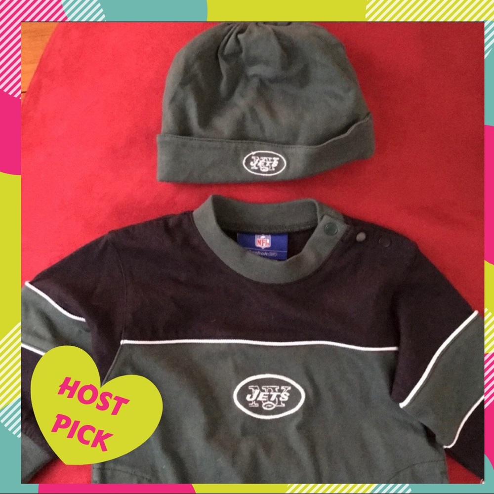 NY JETS onesie romper & hat . NWT 24 mos